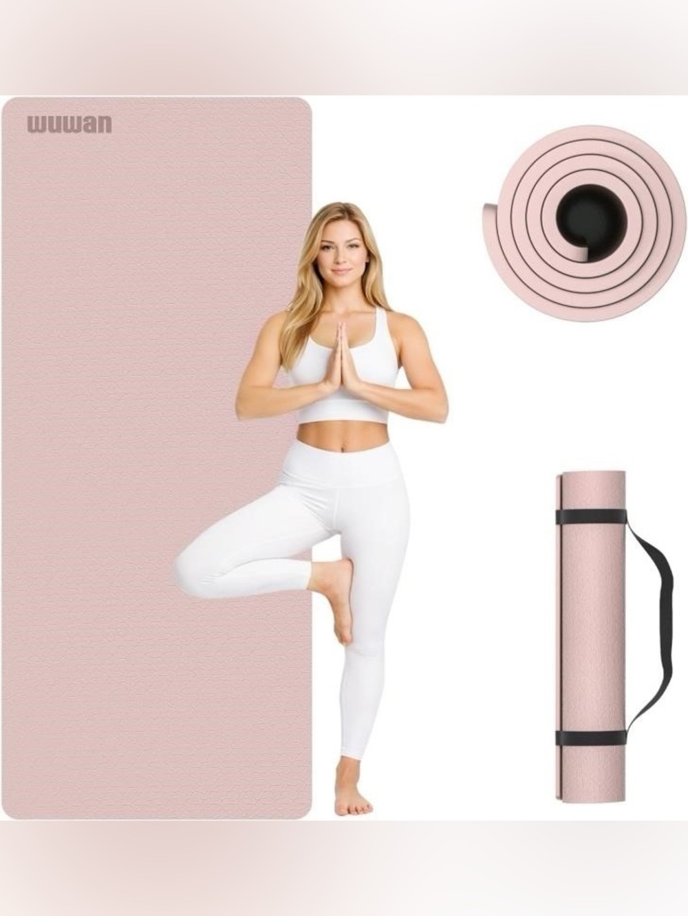 TPE Yoga Mat 72"x26"x0.4" Thick Non Slip Exercise Fitness Mat